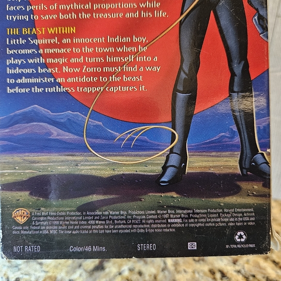 Zorro Beastly Battles Kids WB VHS Color 46 Minutes Cardboard Sleeve - Picture 8 of 10